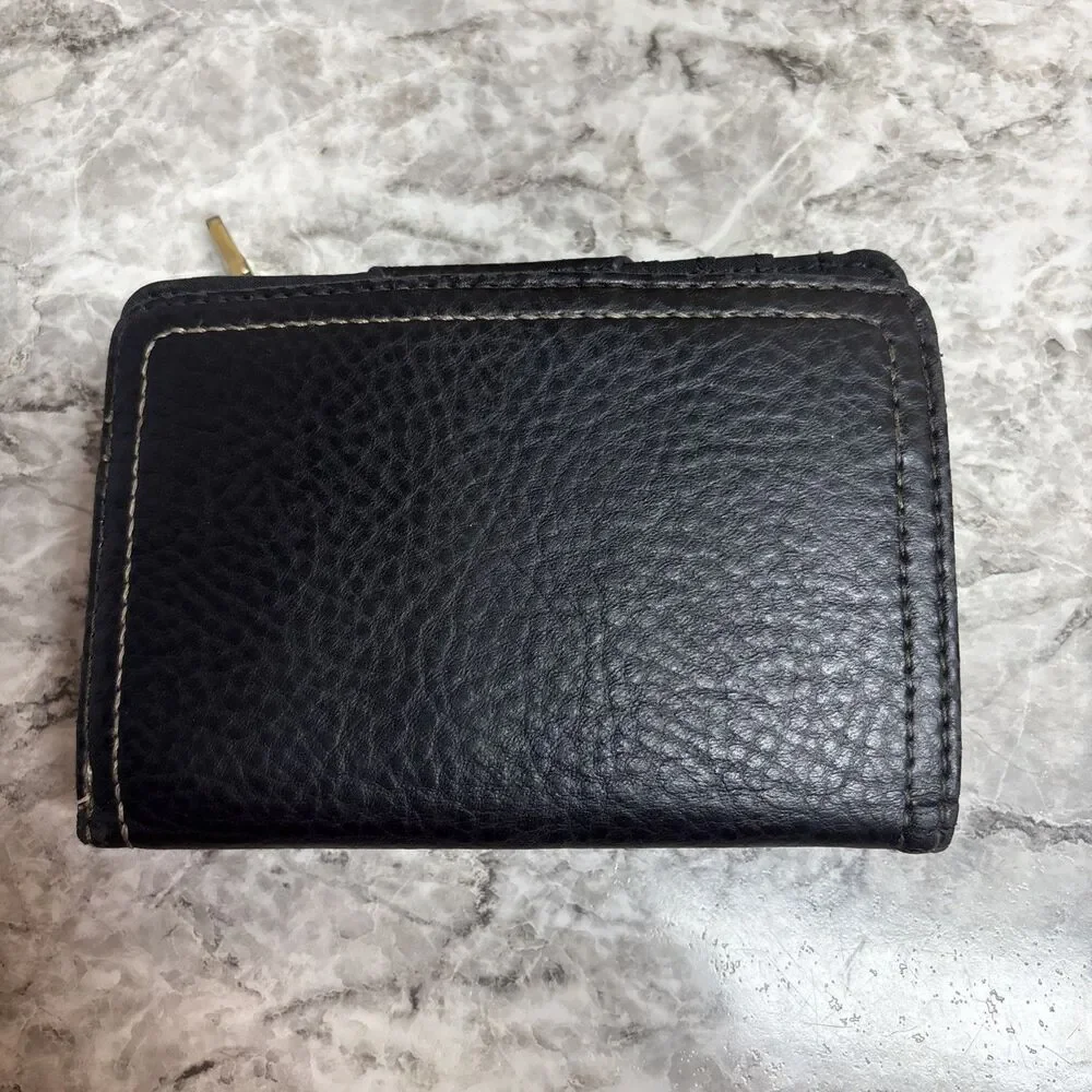 Relic Womens Wallet Coin Purse Bi Fold Black Stitching Pebbled Leather 5